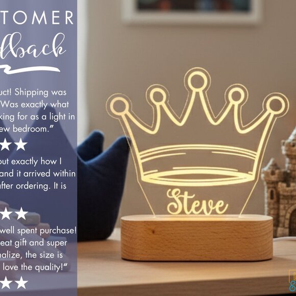 King Crown Night Light – Personalized LED Lamp for Kids Room - Picture 7 of 8